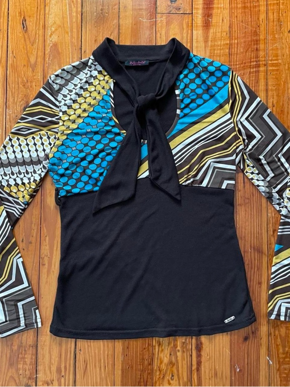 Y2K Retro Funky Print Blouse